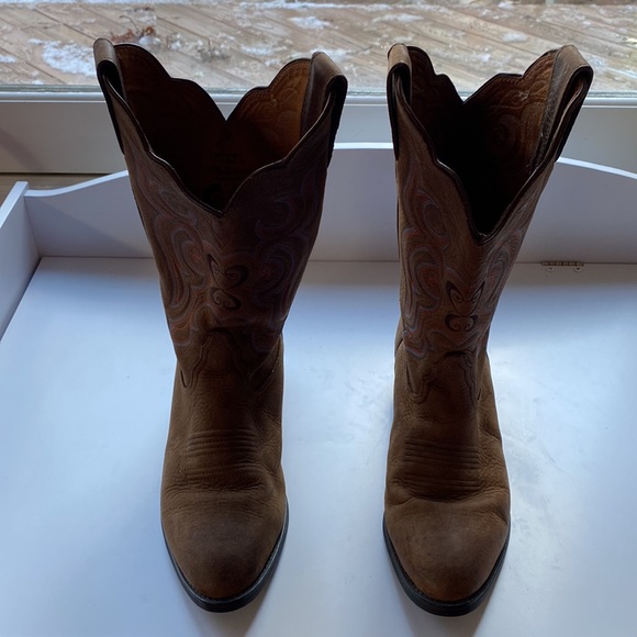 Tony Lama Sorrel Bridle RR5003L Cowboy boots for women side 8.5 leather distress - Picture 10 of 10